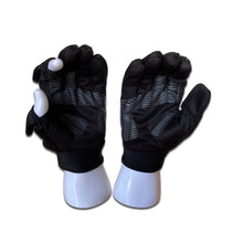 Load image into Gallery viewer, version A pair of black gloves for dog walking with openings at the finger tips on thumb and second finger, fastened with press studs when open. Non- snag velcro wrist fastening with dogloves logo
